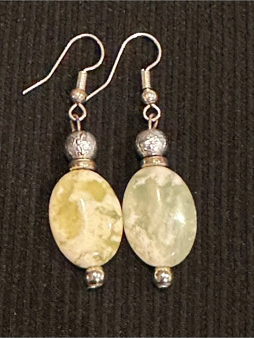 Natural Serpentine Green Jasper Dangle Earrings Handmade Artisan Boho Coin Drop